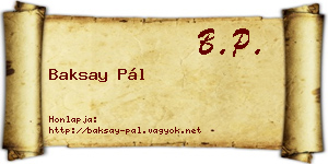 Baksay Pál névjegykártya